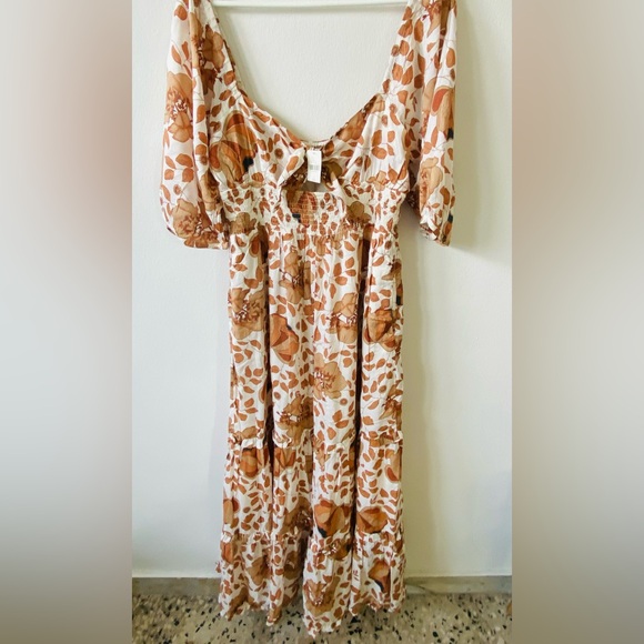 Antropologie Floral Puff Sleeve Dress with Bow Detail MP - Picture 3 of 4